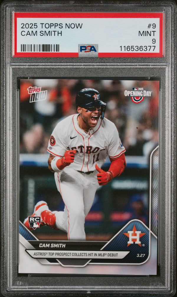 Graded 2025 Topps Now Cam Smith #9 Rookie RC Baseball Card PSA 9 Mint