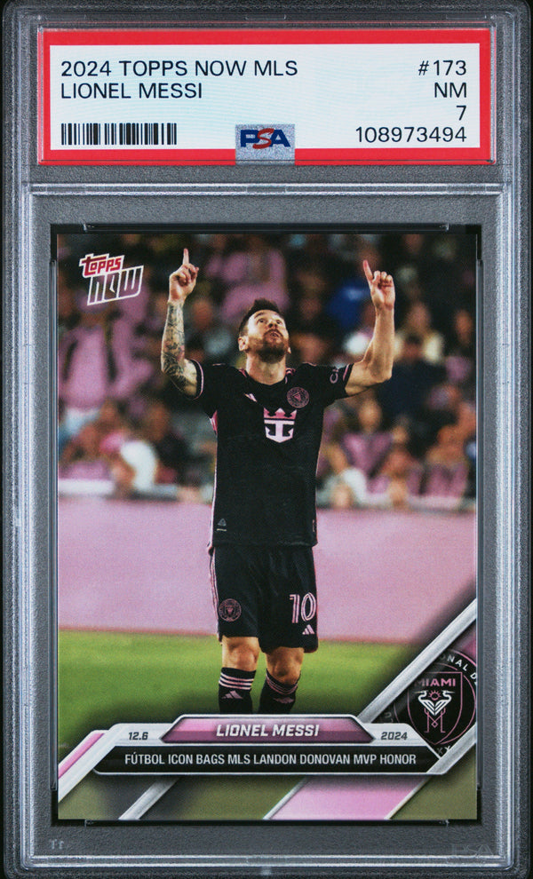 Graded 2024 Topps Now MLS Lionel Messi #173 Soccer Card PSA 7 Near Mint