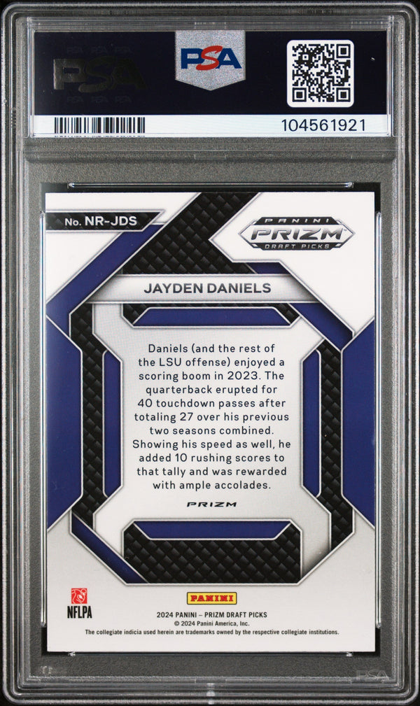 Graded 2024 Panini Prizm Draft Picks Jayden Daniels #NRJDS New Recruits Red Ice Rookie RC Football Card PSA 10 Gem Mint