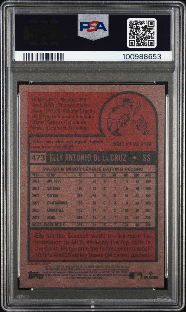 Graded 2024 Topps Heritage Elly De La Cruz #473 Rookie RC Baseball Card PSA 9 Mint