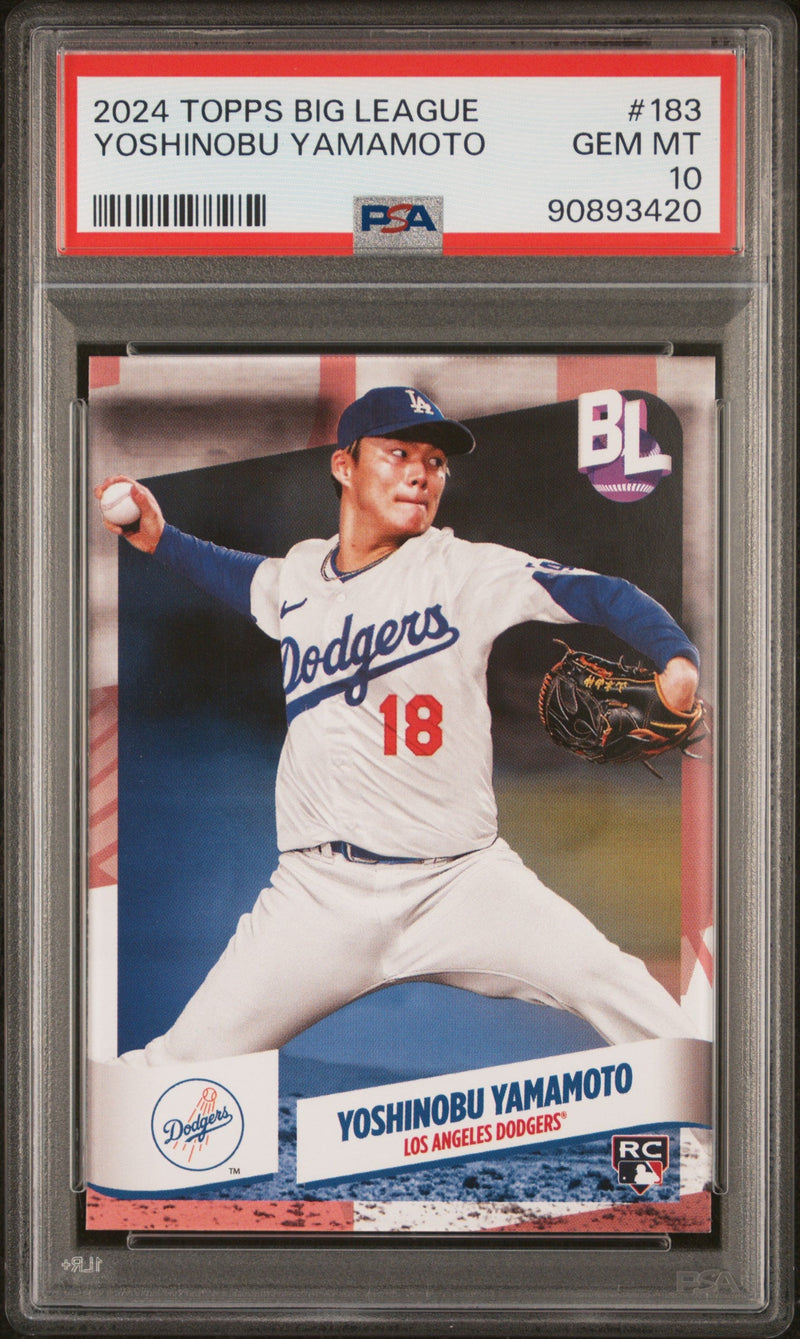Graded 2024 Topps Big League Yoshinobu Yamamoto #183 Rookie RC Baseball Card PSA 10 Gem Mint