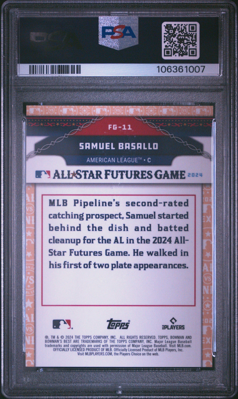 Graded 2024 Topps Bowmans Best Samuel Basallo #FG11 All Star Futures Game Rookie RC Baseball Card PSA 10 Gem Mint