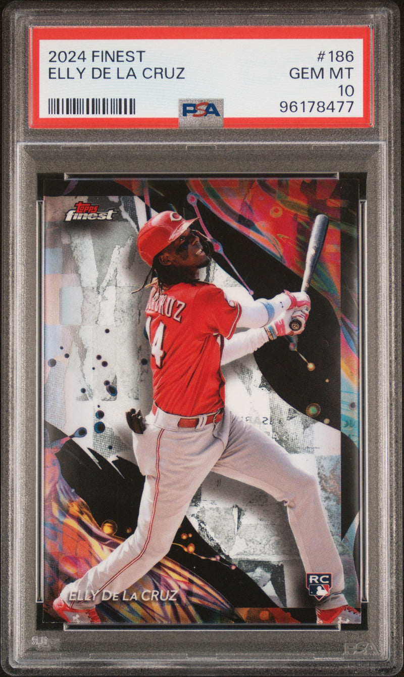 Graded 2024 Topps Finest Elly De La Cruz #186 Rookie RC Baseball Card PSA 10 Gem Mint