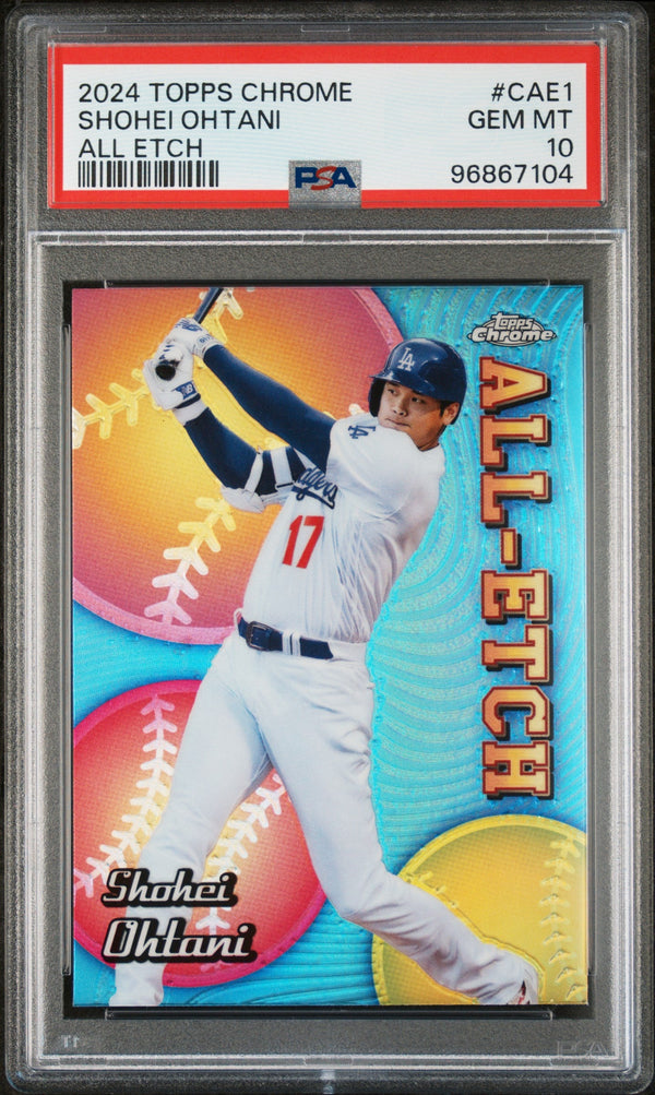 Graded 2024 Topps Chrome Shohei Ohtani #CAE1 All Etch Baseball Card PSA 10 Gem Mint