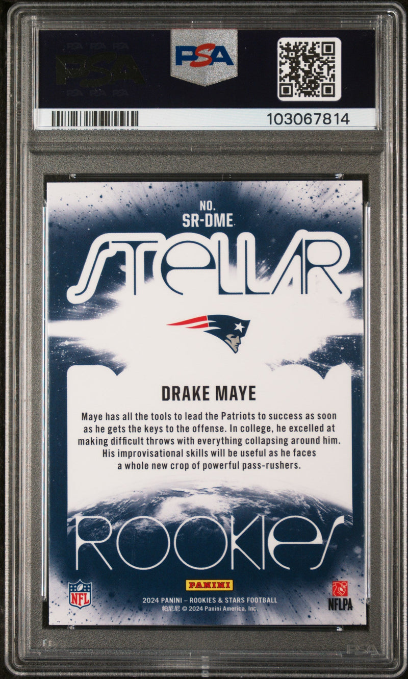 Graded 2024 Panini Rookies & Stars Drake Maye #SRDME Stellar Rookies Red Plaid Rookie RC Football Card PSA 10 Gem Mint
