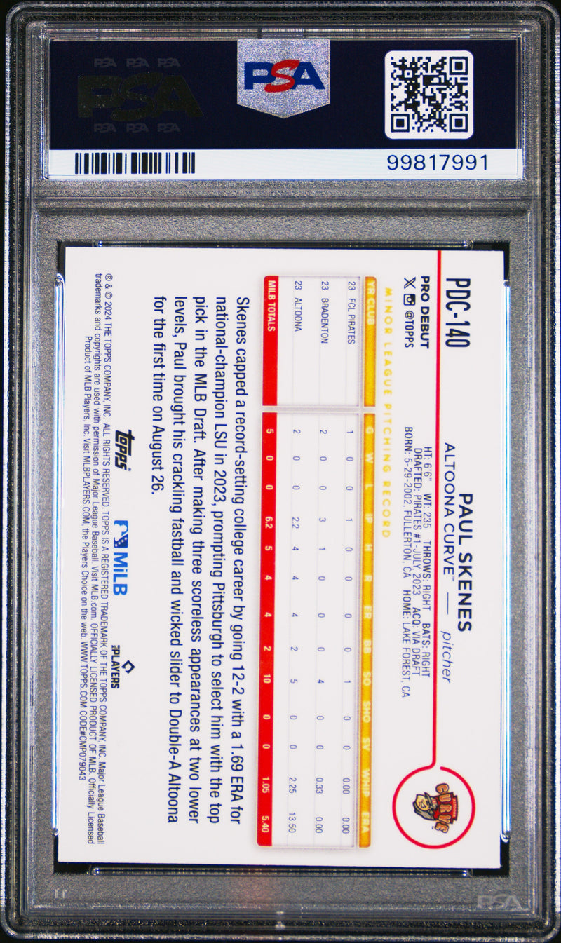 Graded 2024 Topps Pro Debut Paul Skenes #PDC140 Chrome Rookie RC Baseball Card PSA 10 Gem Mint