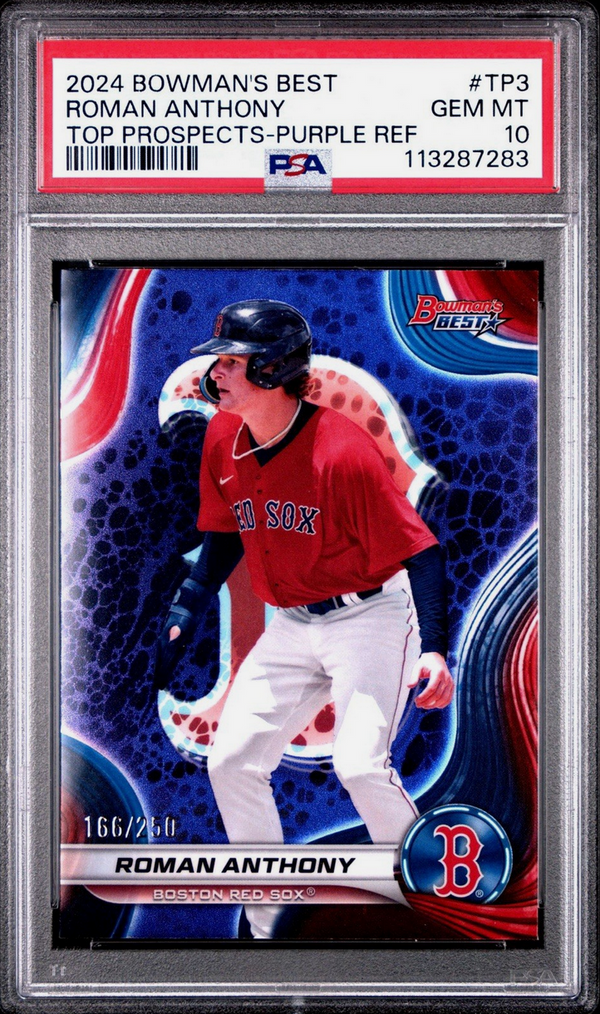 Graded 2024 Topps Bowmans Best Roman Anthony #TP3 Top Prospects Purple Refractor /250 Rookie RC Baseball Card PSA 10 Gem Mint