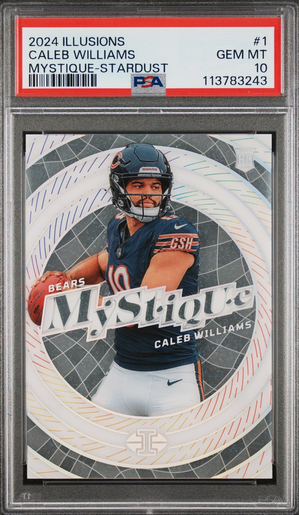 Graded 2024 Panini Illusions Caleb Williams #1 Mystique Stardust Rookie RC Football Card PSA 10 Gem Mint