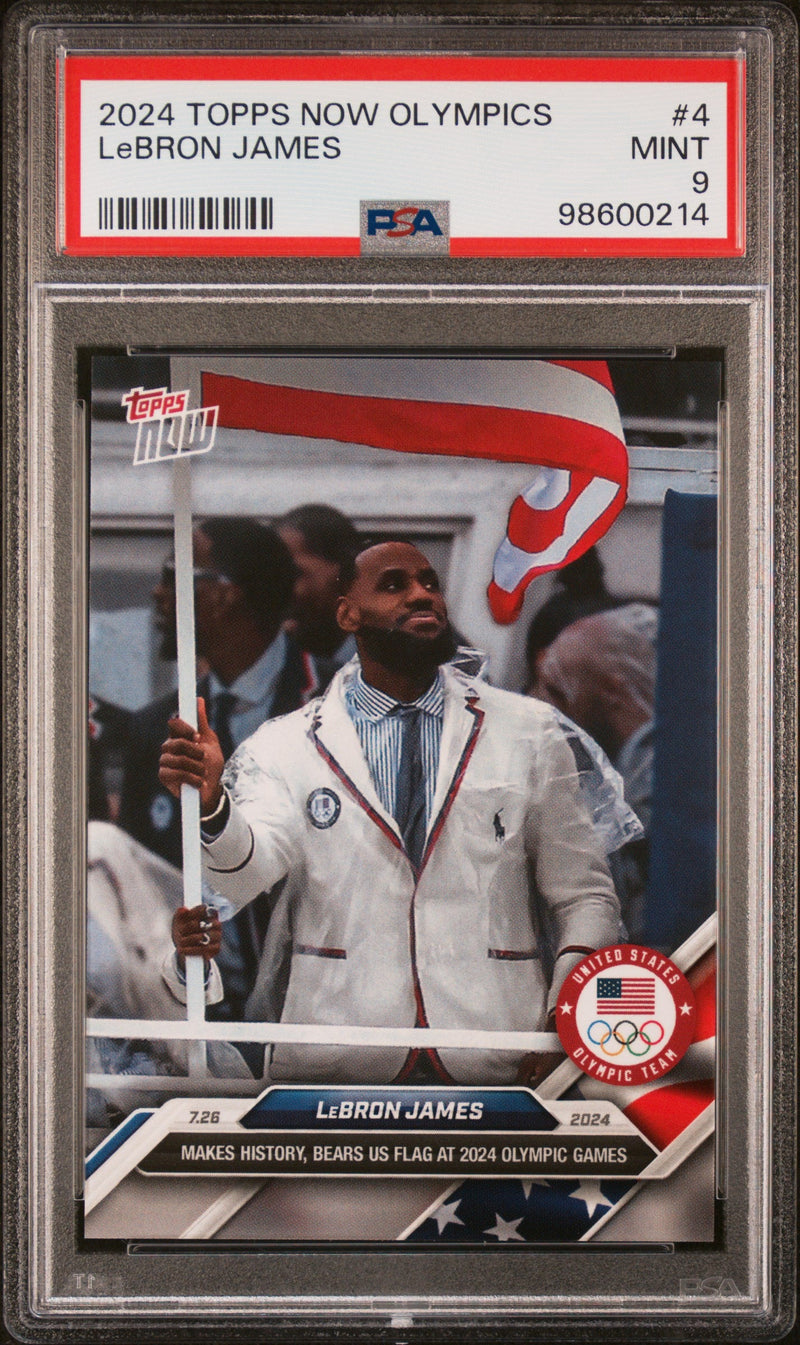 Graded 2024 Topps Now Olympics LeBron James #4 Basketball Card PSA 9 Mint