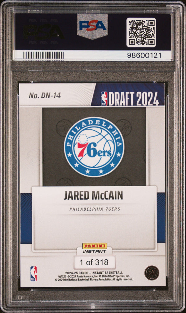 Graded 2024 Panini Instant NBA Jared McCain #DN14 Draft Night Rookie RC Basketball Card PSA 10 Gem Mint