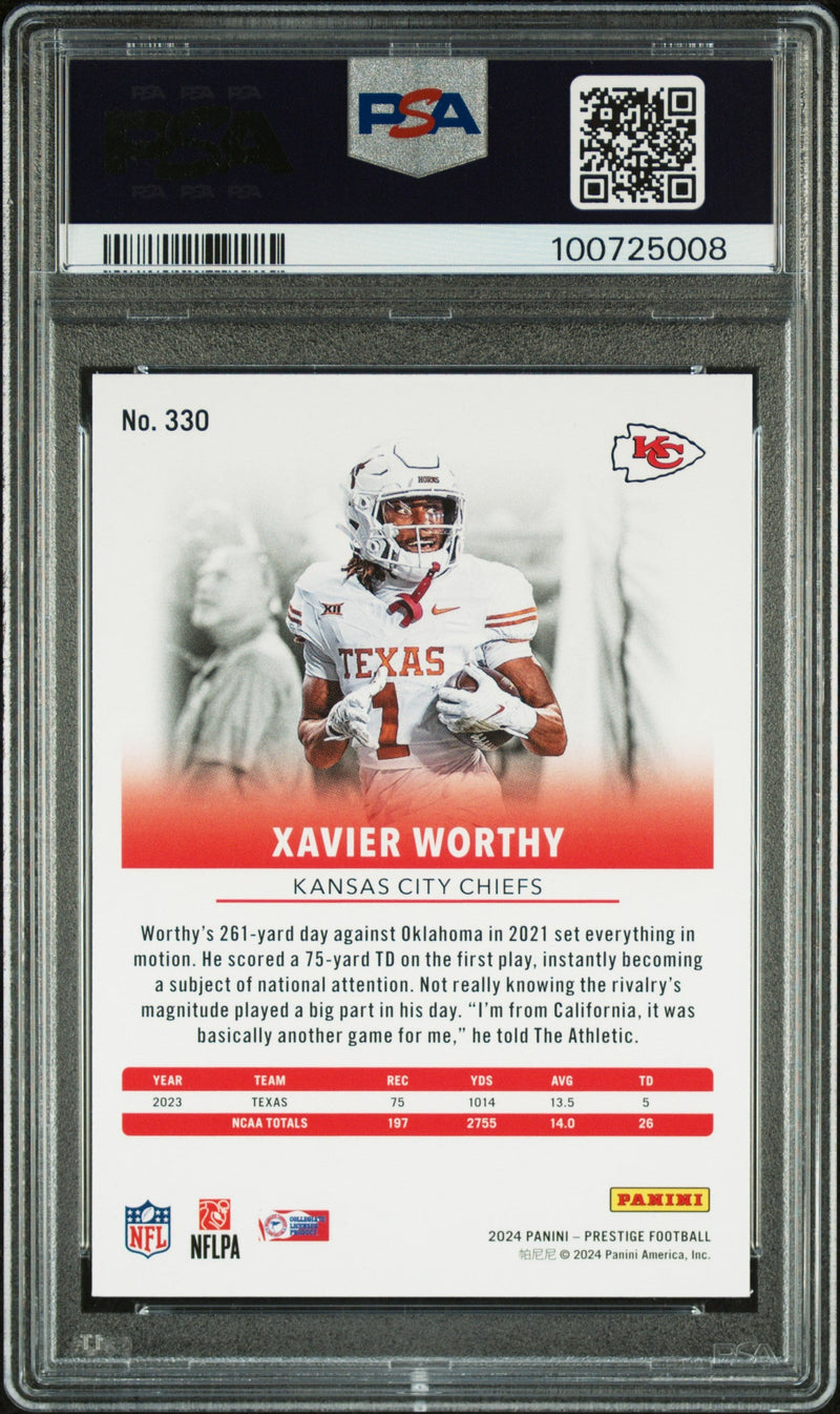 Graded 2024 Panini Prestige Xavier Worthy #330 Rookie RC Football Card PSA 10 Gem Mint