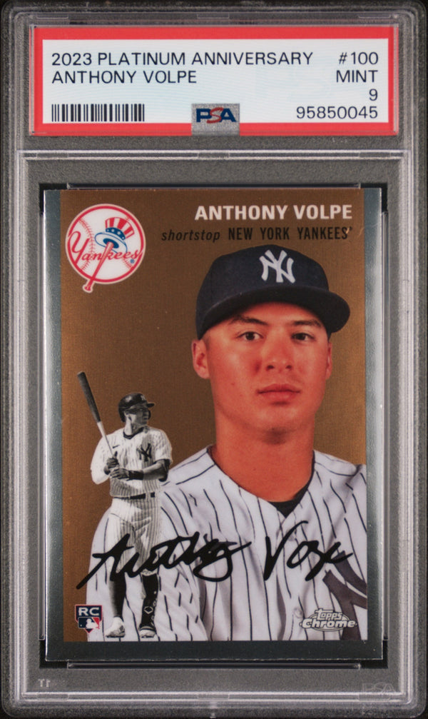 Graded 2023 Topps Platinum Anniversary Anthony Volpe #100 Rookie RC Baseball Card PSA 9 Mint