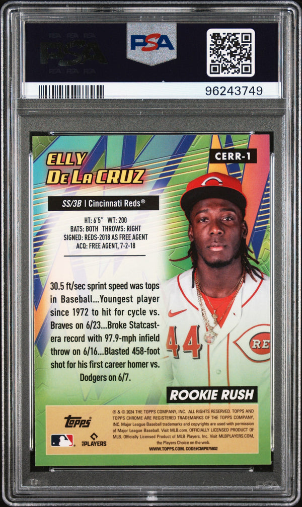 Graded 2024 Topps Chrome Elly De La Cruz #1 All Etch Rookie Rush Rookie RC Baseball Card PSA 10 Gem Mint