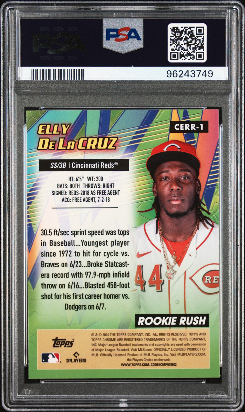 Graded 2024 Topps Chrome Elly De La Cruz #1 All Etch Rookie Rush Rookie RC Baseball Card PSA 10 Gem Mint