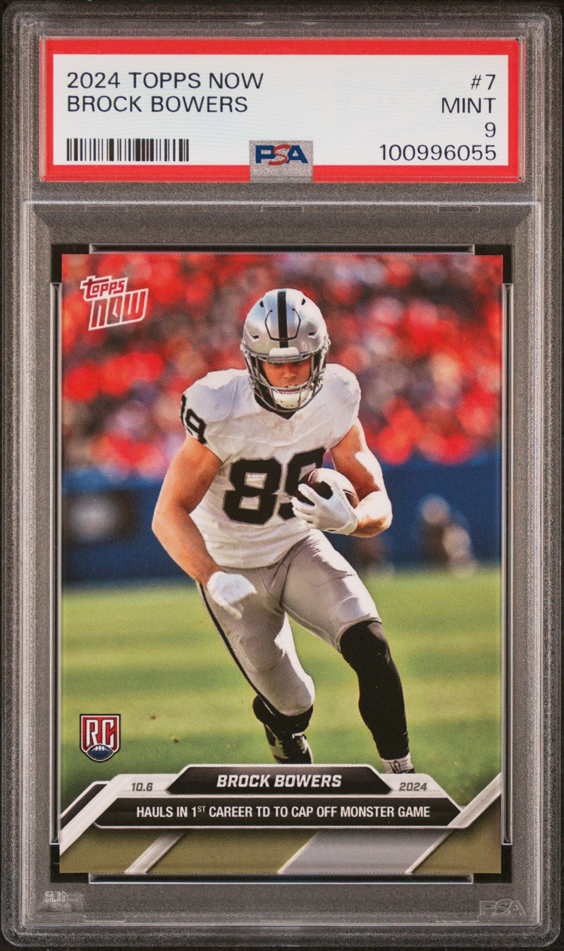 Graded 2024 Topps Now Brock Bowers #7 Rookie RC Football Card PSA 9 Mint