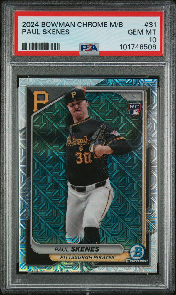 Graded 2024 Topps Bowman Chrome Mega Box Paul Skenes #31 Rookie RC Baseball Card PSA 10 Gem Mint