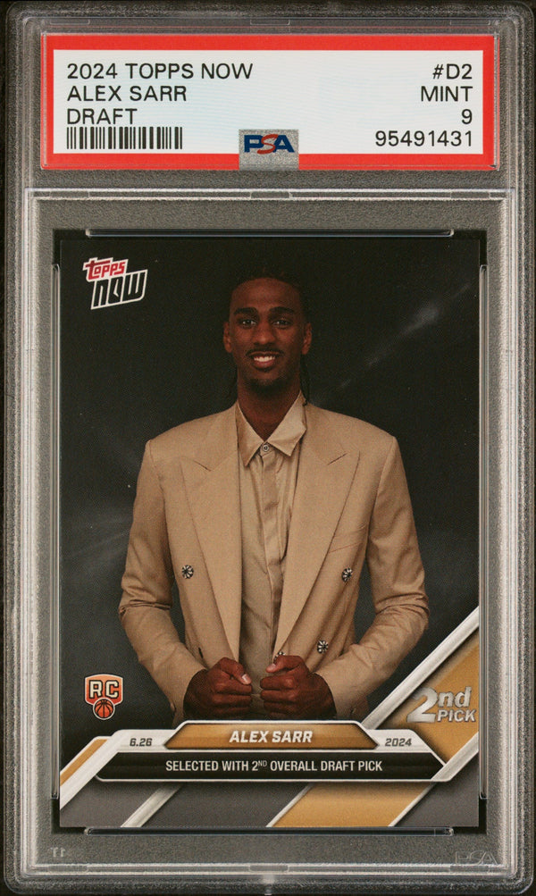 Graded 2024 Topps Now Alex Sarr #D2 Draft Rookie RC Basketball Card PSA 9 Mint