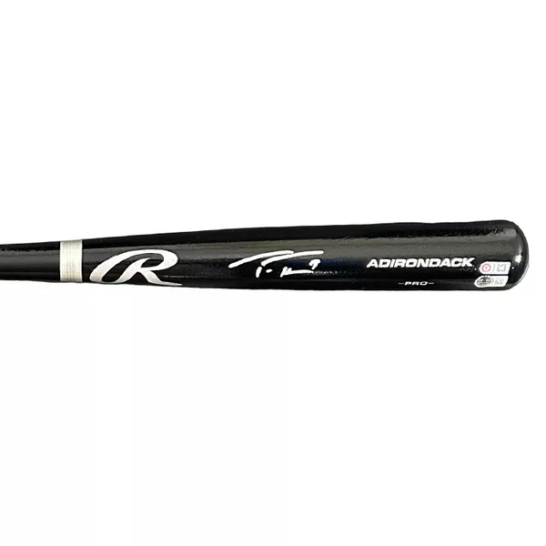Autographed/Signed Trea Turner Black Rawlings Pro Baseball Bat Beckett BAS COA