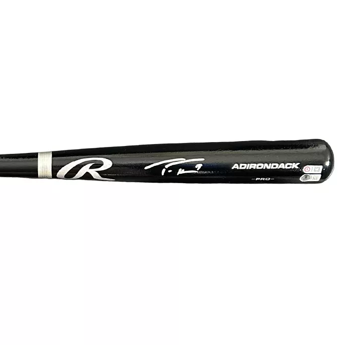 Autographed/Signed Trea Turner Black Rawlings Pro Baseball Bat Beckett BAS COA