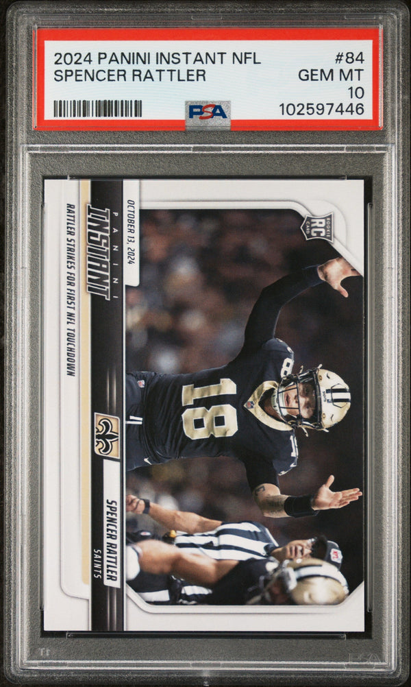 Graded 2024 Panini Instant NFL Spencer Rattler #84 Rookie RC Football Card PSA 10 Gem Mint
