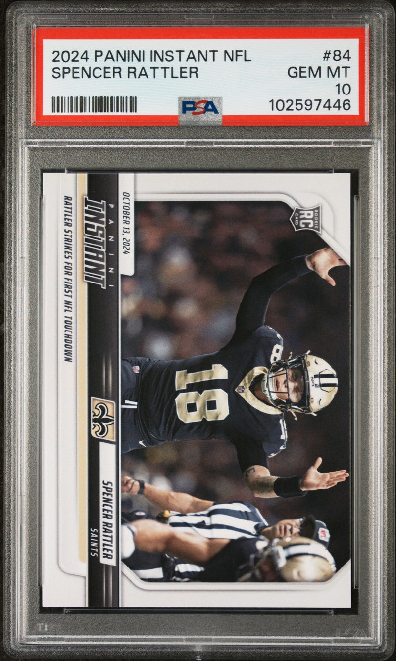 Graded 2024 Panini Instant NFL Spencer Rattler #84 Rookie RC Football Card PSA 10 Gem Mint
