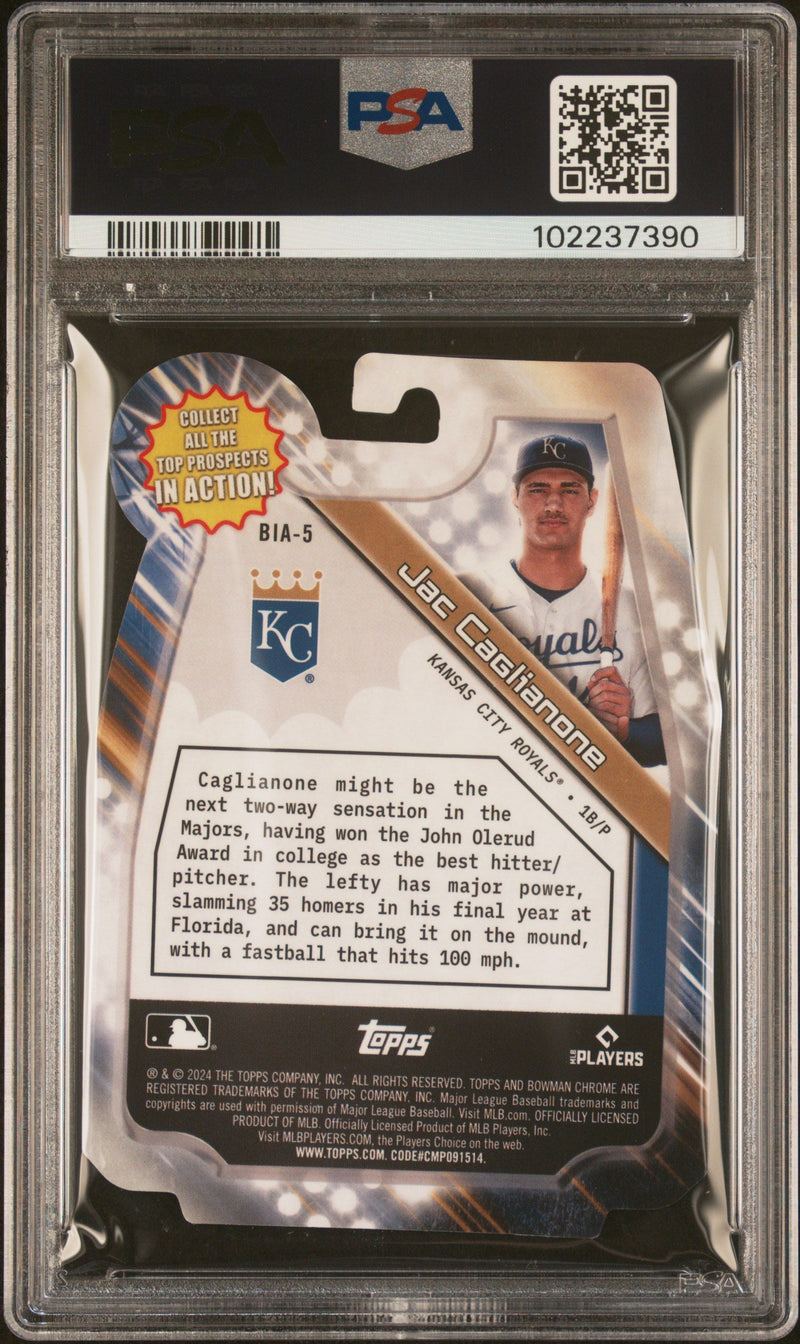 Graded 2024 Topps Bowman Draft Jac Caglianone #BIA5 In Action Rookie RC Baseball Card PSA 10 Gem Mint