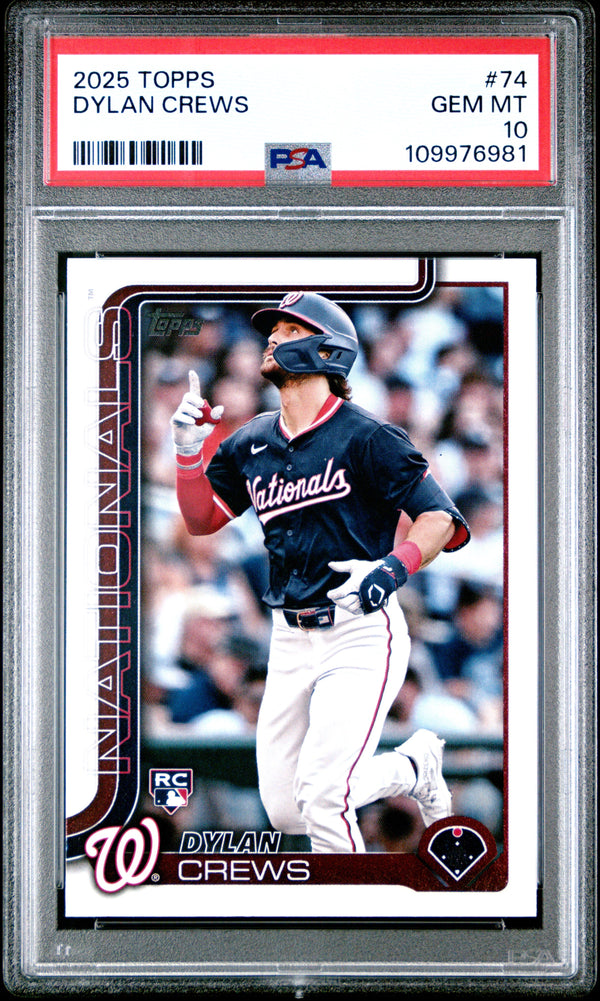 Graded 2025 Topps Dylan Crews #74 Rookie RC Baseball Card PSA 10 Gem Mint