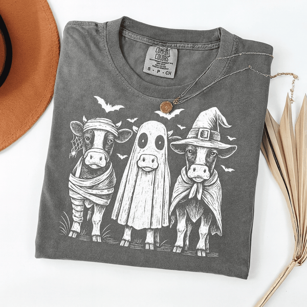 Halloween Cows T Shirt Cotton