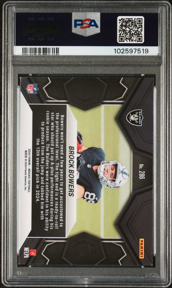 Graded 2024 Panini Mosaic Brock Bowers #286 Rookie RC Football Card PSA 8 Near Mint