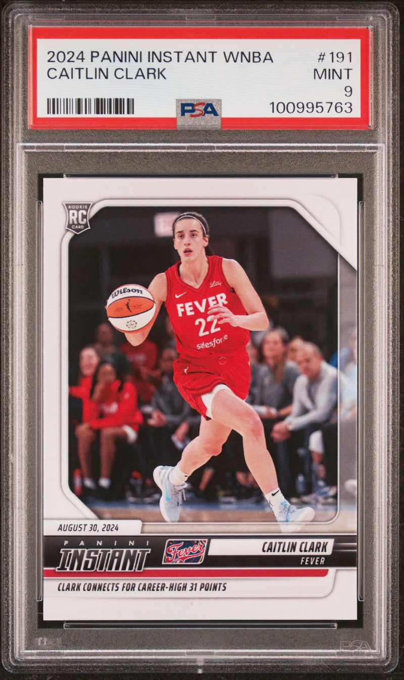Graded 2024 Panini Instant WNBA Caitlin Clark #191 Rookie RC Basketball Card PSA 9 Mint