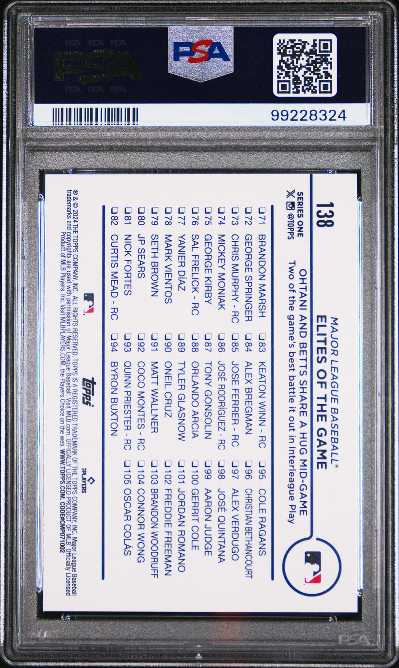 Graded 2024 Topps 582 Monty Shohei Ohtani/Mookie Betts #138 Baseball Card PSA 10 Gem Mint