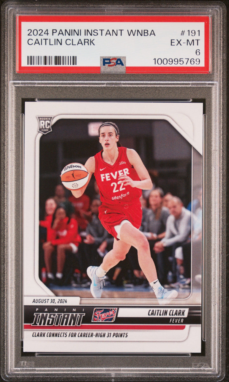 Graded 2024 Panini Instant WNBA Caitlin Clark #191 Rookie RC Basketball Card PSA 6 Mint