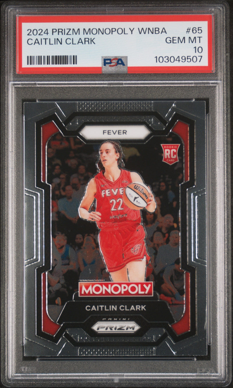 Graded 2024 Panini Prizm Monopoly WNBA Caitlin Clark #65 Rookie RC Basketball Card PSA 10 Gem Mint