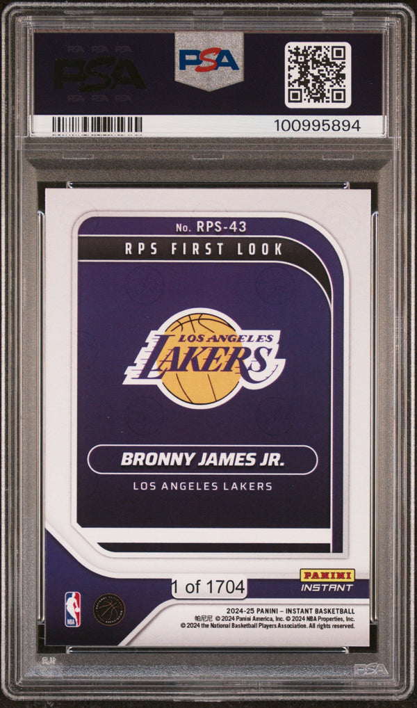Graded 2024 Panini Instant NBA Bronny James #43 RPS First Look Rookie RC Basketball Card PSA 10 Gem Mint