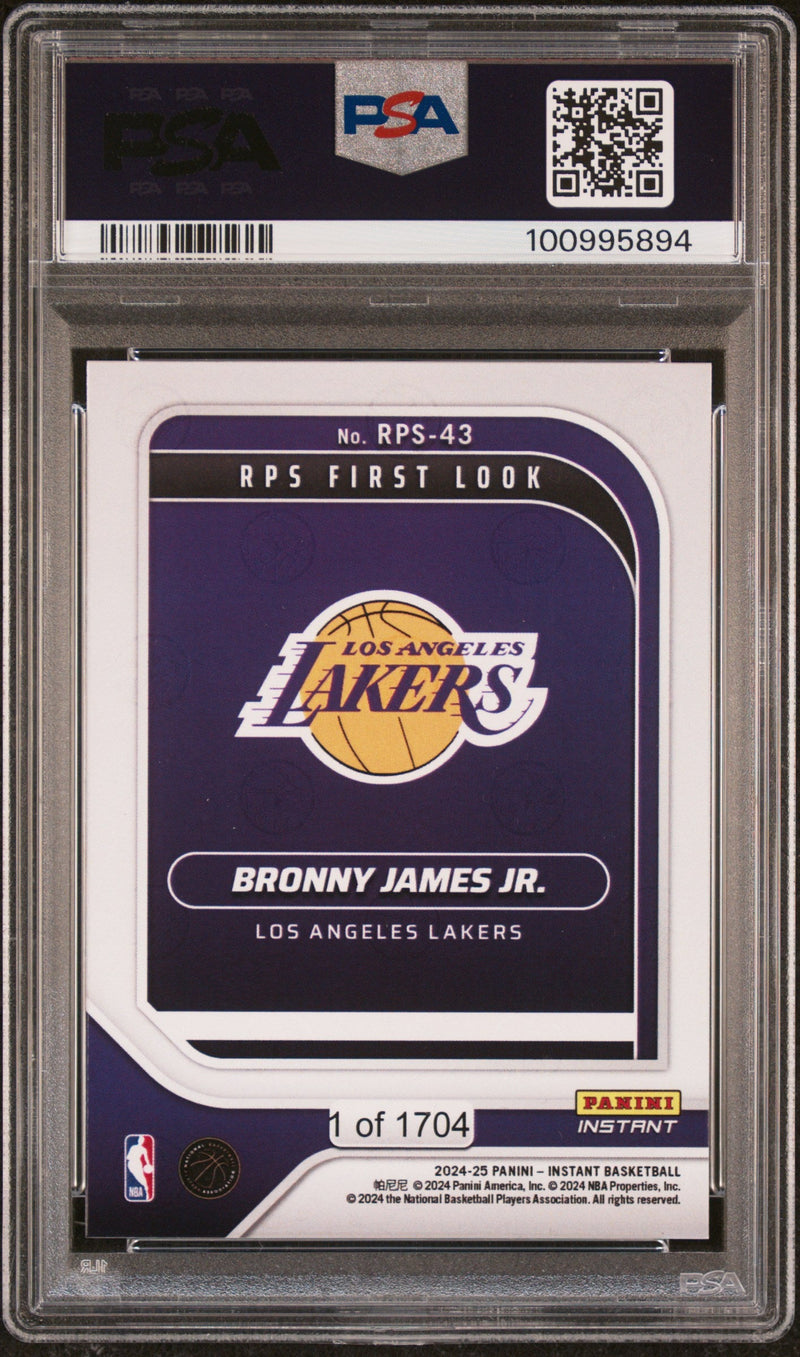 Graded 2024 Panini Instant NBA Bronny James #43 RPS First Look Rookie RC Basketball Card PSA 10 Gem Mint