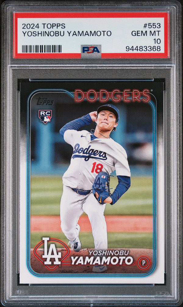 Graded 2024 Topps Yoshinobu Yamamoto #553 Rookie RC Baseball Card PSA 10 Gem Mint