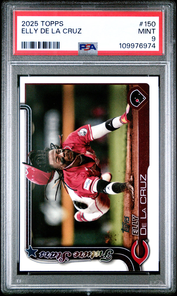 Graded 2025 Topps Elly De La Cruz #150 Rookie RC Baseball Card PSA 9 Mint