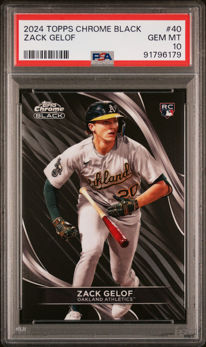 Graded 2024 Topps Chrome Black Zack Gelof #40 Rookie RC Baseball Card PSA 10 Gem Mint