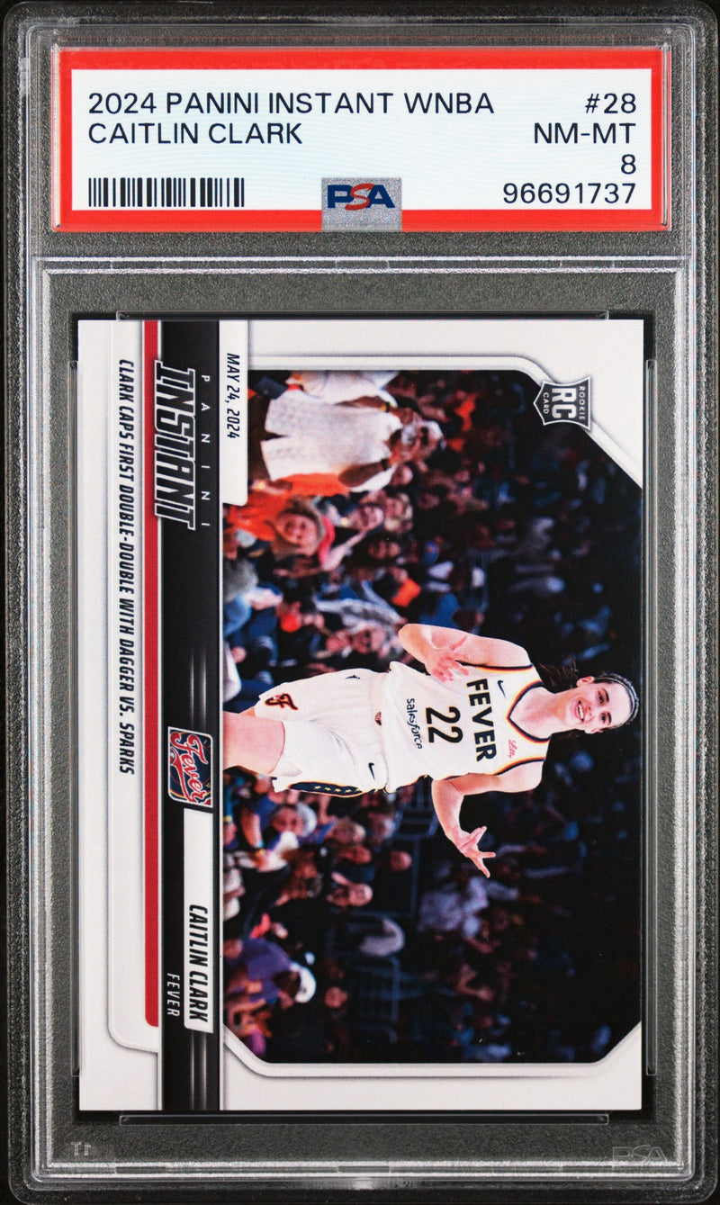 Graded 2024 Panini Instant WNBA Caitlin Clark #28 Rookie RC Basketball Card PSA 8 Near Mint