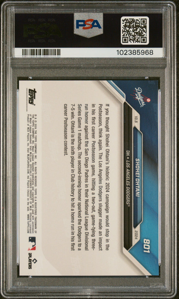 Graded 2024 Topps Now Shohei Ohtani #801 First Career Post Season Home Run Baseball Card PSA 9 Mint