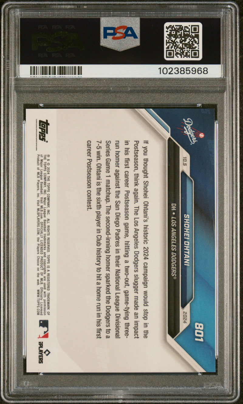 Graded 2024 Topps Now Shohei Ohtani #801 First Career Post Season Home Run Baseball Card PSA 9 Mint