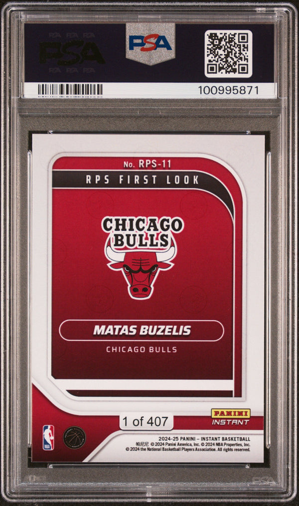Graded 2024 Panini Instant NBA Matas Buzelis #11 RPS First Look Rookie RC Basketball Card PSA 10 Gem Mint