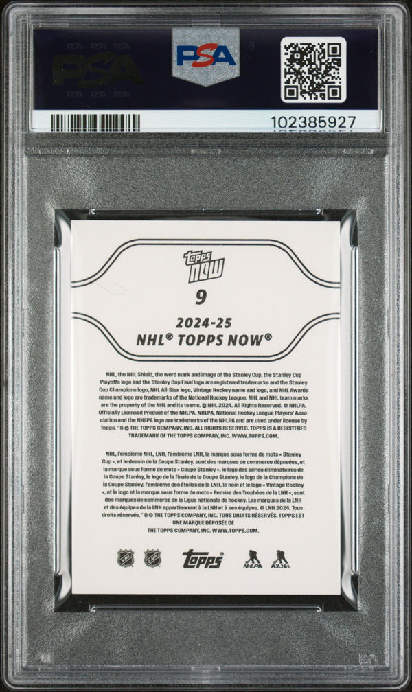 Graded 2024 Topps Now NHL Matvei Michkov #9 Stickers Rookie RC Hockey Card PSA 9 Mint