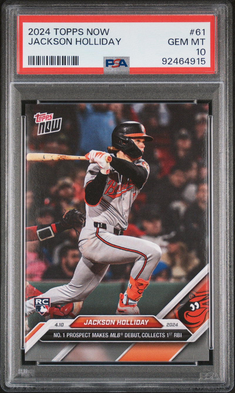 Graded 2024 Topps Now Jackson Holliday #61 Rookie RC Baseball Card PSA 10 Gem Mint
