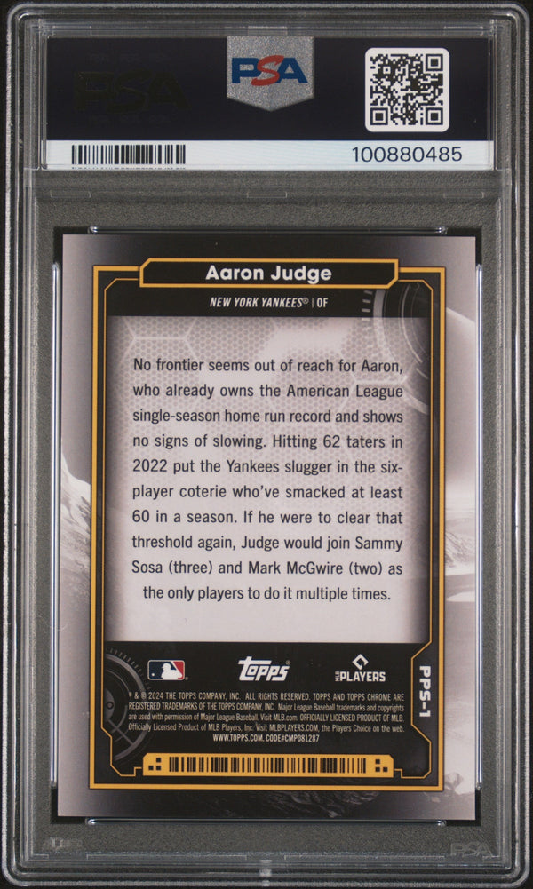 Graded 2024 Topps Chrome Cosmic Aaron Judge #1 Planetary Pursuit The Sun Baseball Card PSA 10 Gem Mint