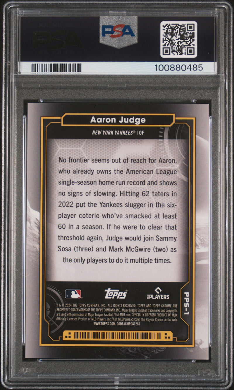 Graded 2024 Topps Chrome Cosmic Aaron Judge #1 Planetary Pursuit The Sun Baseball Card PSA 10 Gem Mint