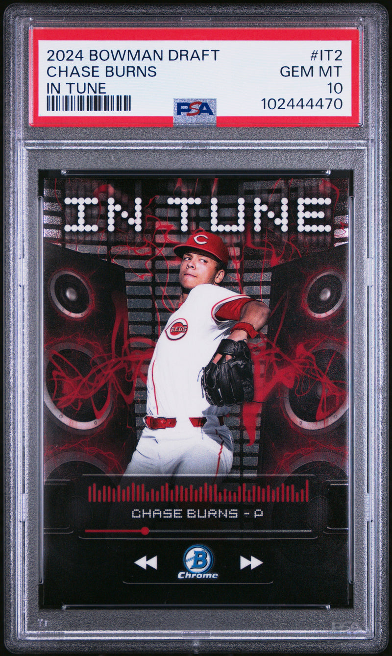 Graded 2024 Topps Bowman Draft Chase Burns #IT2 In Tune Rookie RC Baseball Card PSA 10 Gem Mint
