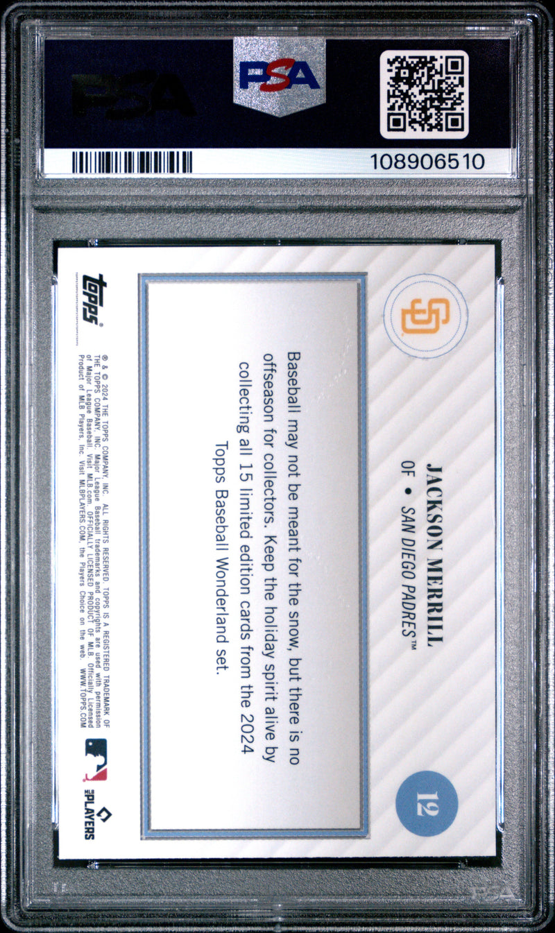 Graded 2024 Topps Wonderland Jackson Merrill #12 Rookie RC Baseball Card PSA 8 Near Mint