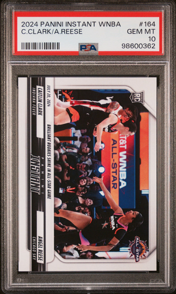 Graded 2024 Panini Instant WNBA Caitlin Clark/Angel Reese #164 All Star Game Rookie RC Basketball Card PSA 10 Gem Mint