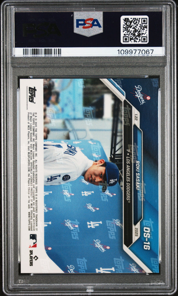 Graded 2024 Topps Now Roki Sasaki #OS16 Offseason Rookie RC Baseball Card PSA 8 Near Mint